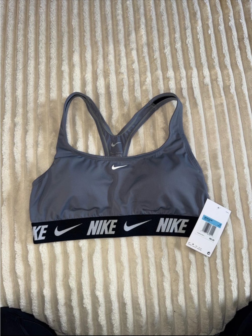 Nike Gray Racerback Sports Bra with Branded Elastic